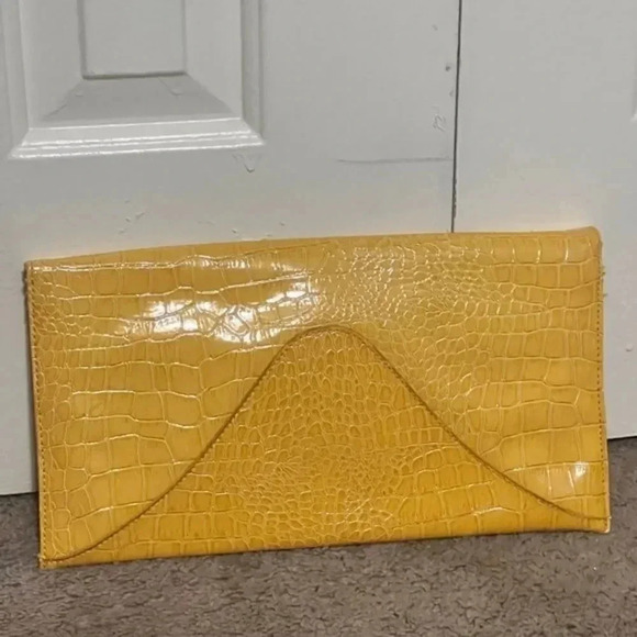 Sondra Roberts Yellow Embossed Clutch - Picture 2 of 9
